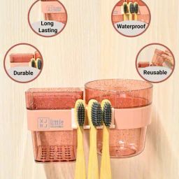 market 99  Cylindrical Rectangular Plastic Bathroom Accessories Holders with Tray image 4