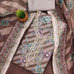 DIVASTRI Floral EmbellishedOrganza Unstitched Dress Material-picture-22
