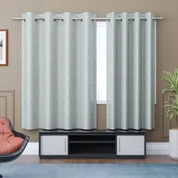 Kuber Industries Grey & White 2 Pieces Floral Printed Window Curtain-4