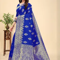 MORDEN MUSE Woven Design Zari Silk Blend Banarasi Saree-picture-20