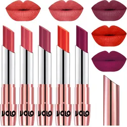 VOLO Set Of 5 Creme Matte Lipstick-Peach 33-Dark Peach37-Rose Pink 38-Coral 39- Magenta 45-image-98