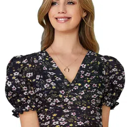 SANJANA SILK Women Floral Printed Puff Sleeve Crop Top-image-45