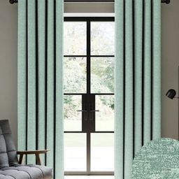 Nefertiti Home Sea Green Set of 2 Floral Black Out Door Curtain-image-103