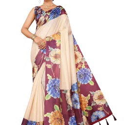 KALINI Checked Floral Printed Kota Saree-8