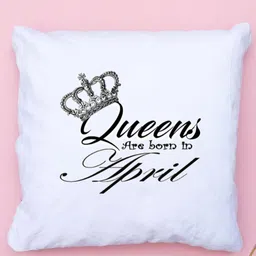 Loops n knots White & Black Queens Are Born In April Printed Pre-Filled Cushions-picture-15