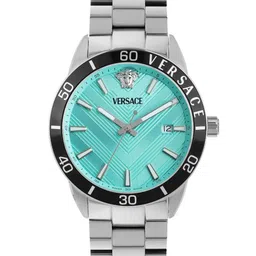 Versace Men Brass Dial & Stainless Steel Bracelet Style Straps Analogue Watch VEYCA0324-31