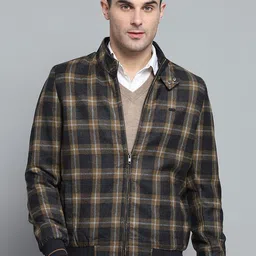 Monte Carlo Men Checked Woollen Lightweight Outdoor Bomber Jacket-19