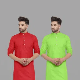 VS MALL Men Lime Green Kurtas-image-72