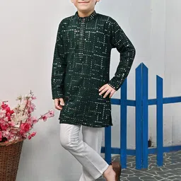 BT DEZINES Boys Ethnic Motifs Embroidered Regular Mirror Work Kurta with Pyjamas-1
