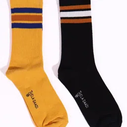 Thela Gaadi Unisex Pack Of 2 Calf Length Stripes Socks-image-69