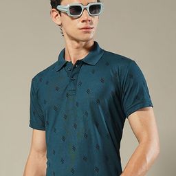 STELVIN Men Geometric Printed Polo Collar Cotton T-shirt-image-53