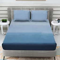 Myntra Elegant Homes RR Creations Blue Cotton 250 TC King Bedsheet Set-2.74 m x 2.74 m-image-14
