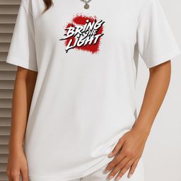 Women White Trendy Graphic Printed Drop Shoulder Oversized T-Shirt-image-61