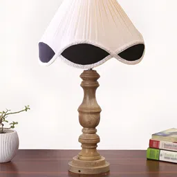 Aura White Wood Traditional Abstract Shaped Table Lamp-picture-15