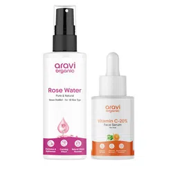 Aravi Organic Set Of 2 Rose Water- 150 ml & Vitamin C Face Serum- 30 ml-picture-8