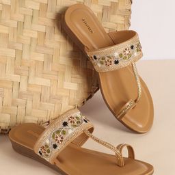 Anouk Women Printed Party Open Toe Flats-18