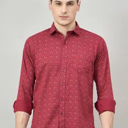 Duke Men Slim Fit Floral Printed Spread Collar Cotton Casual Shirt-picture-47