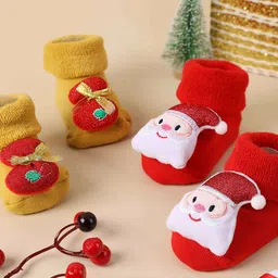 KICKS & CRAWL Infants Pack Of 2 Patterned Ankle Length Socks-55