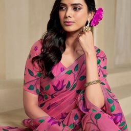 KALINI Pink Pure Cotton Woven Design Sarees-image-97