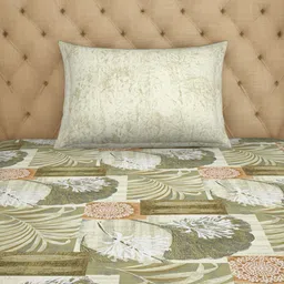 SPACES Atrium Plus Beige & White Pure Cotton Soft Feel 144 TC Single Bedsheet with 1 Pillow Covers image 4
