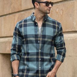 Powerlook SS25 Flannel Tartan Checked Pure Cotton Casual Shirt-image-77