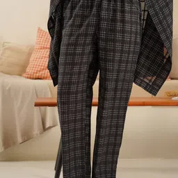 Muvazo Checked Mid-Rise Straight-Leg Lounge Pants-image-95