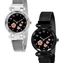 CERO Unisex Pack Of 2 Stainless Steel Bracelet Style Straps Analogue Multi Function Watch-picture-20