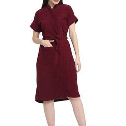 Aura Maroon Shawl Collar BathRobe-image-20