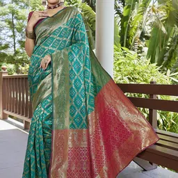 KALINI Woven Design Zari Silk Blend Banarasi Saree image 4