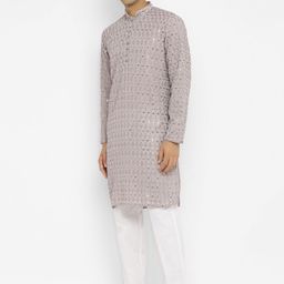 Devyom Men Embroidered Regular Thread Work Kurta with Pyjamas image 4