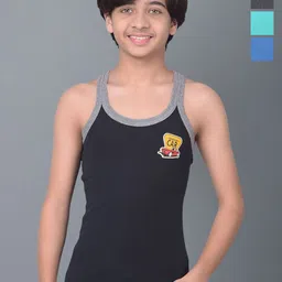 Dollar Bigboss Boys Pack Of 4 Solid Cotton Innerwear Vests-image-48