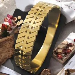 KARISHMA KREATIONS Unisex Gold-Plated Kada Bracelet-picture-45