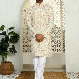 KRAFT INDIA Men Printed Patchwork Kurta-image-39