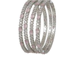 Anouk Set Of 4 Silver-Plated American Diamond Studded Bangles image 3