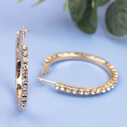 Arendelle Girls Gold-Plated American Diamond Circular Hoop Earrings-31