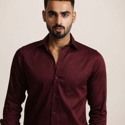 Uncluttered Closet Men Standard Slim Fit Solid Spread Collar Satin Formal Shirt-picture-48