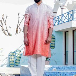 Stuffie Land Men Ethnic Motifs Embroidered Regular Sequinned Dupion Silk Kurta with Pyjamas-49
