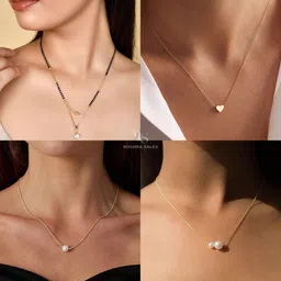 Boghra Sales Women Set Of 4 Gold-Plated Brass Pearls Chain-image-59