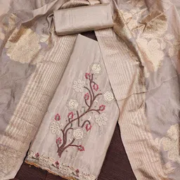 DIVASTRI Floral Embroidered Thread Work Unstitched Dress Material-image-87