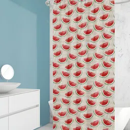 ArtzFolio Grey & Red Watermelon Printed Waterproof Shower Curtains-image-72