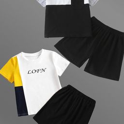 Lofn Unisex Kids Colourblocked T-shirt with Capris-image-77