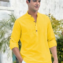 Vida Loca Band Collar Cotton Straight Kurta-image-90