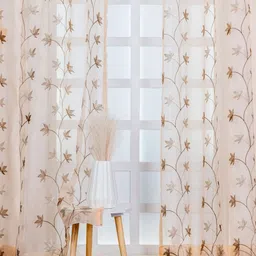 Parda Online Brown Set of 2 Floral Sheer Long Door Curtain-image-67