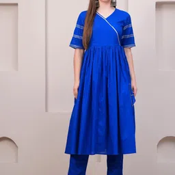 Coordnord Women Solid Cotton Kurta with Palazzos & Dupatta-picture-5