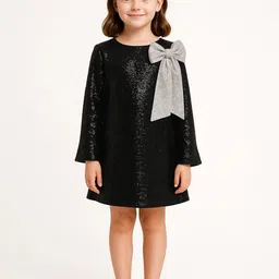 Alyaansh Couture Girls Embellished Bow Georgette A-Line Dress-picture-17