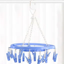 Aura Blue Round Cloth Drying Hanger With 16 Clips-image-72