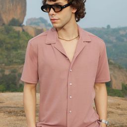 Campus Sutra Men Comfort Fit Cuban Collar Textured Casual Shirt-image-34