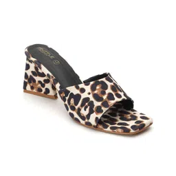 Truffle Collection Printed Suede Block Mules with Buckles-4