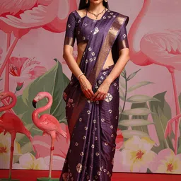 Anouk Rustic Bandhani Zari Silk Blend Bandhani Saree-image-67