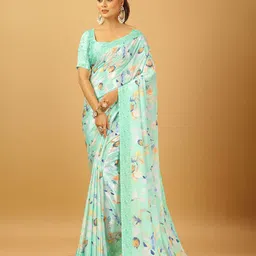 A.V.M. SILK MILLS Floral Printed Pure Crepe Saree-picture-10